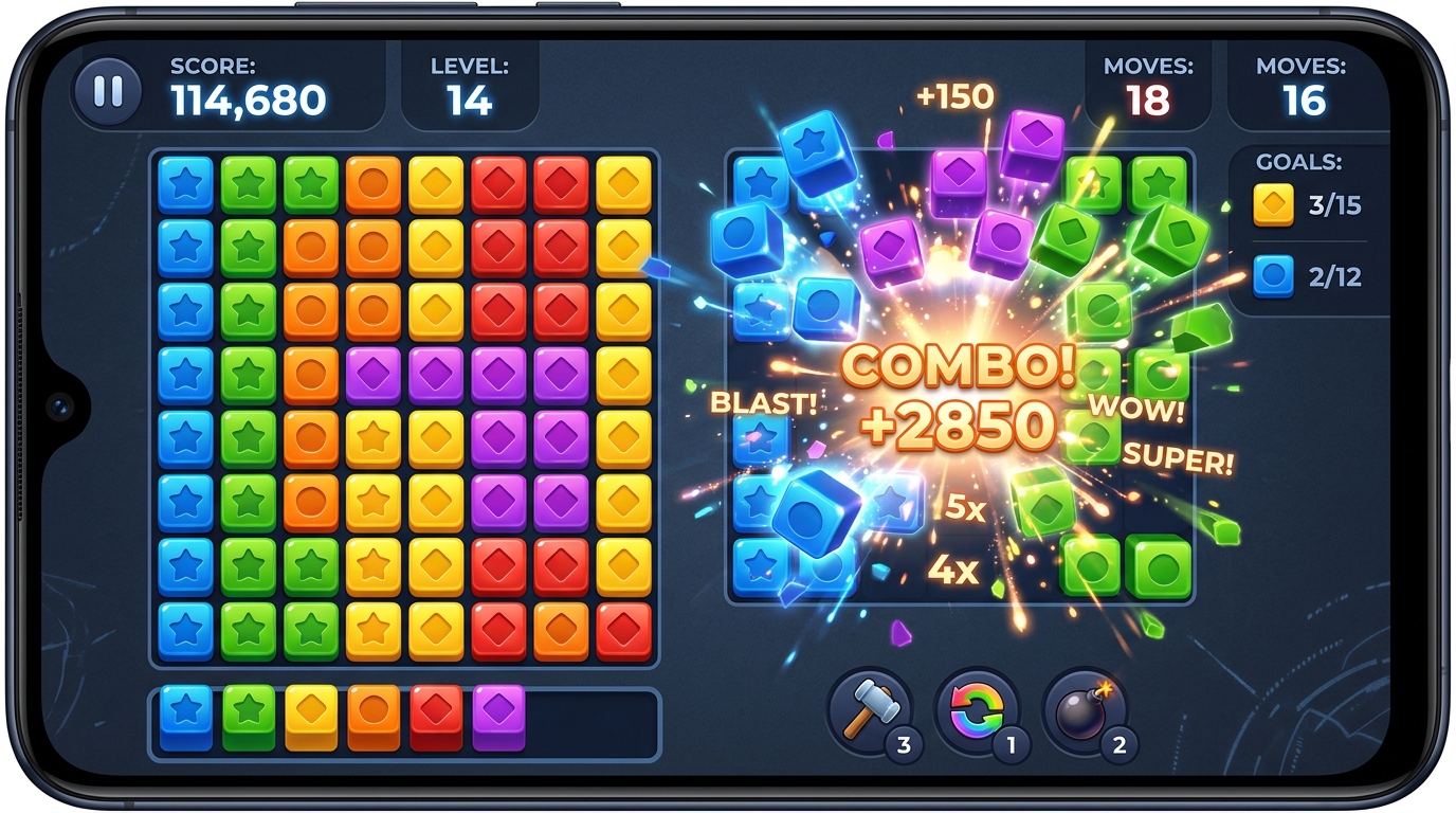 Axial Block Puzzle Game Concept